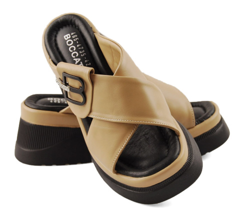 Boccato 465.4735 beżowe skórzane klapki