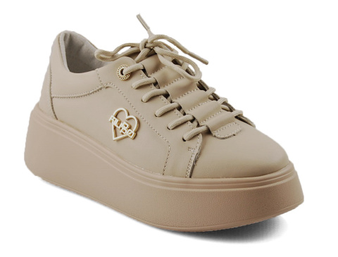 Filippo DP6058 beżowe skórzane półbuty