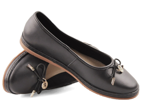 Filippo DP6856 czarne skórzane baleriny