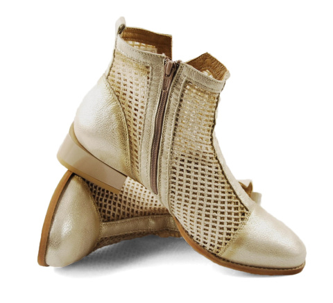Maciejka 06397 złote skórzane botki