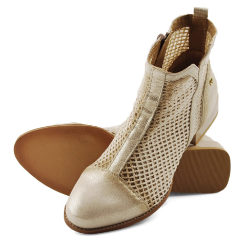 Maciejka 06397 złote skórzane botki