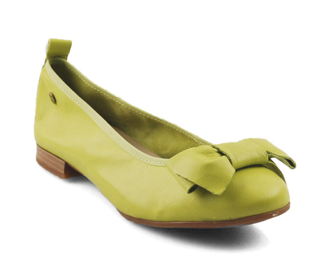 Maciejka P6802-09 limonkowe skórzane baleriny