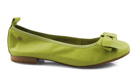 Maciejka P6802-09 limonkowe skórzane baleriny