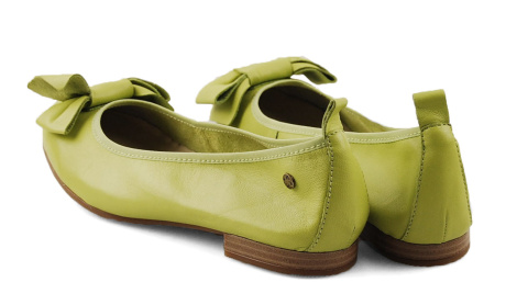 Maciejka P6802-09 limonkowe skórzane baleriny