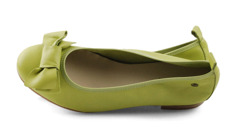 Maciejka P6802-09 limonkowe skórzane baleriny