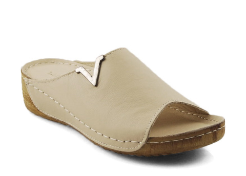 T.Sokolski L211 beżowe skórzane klapki