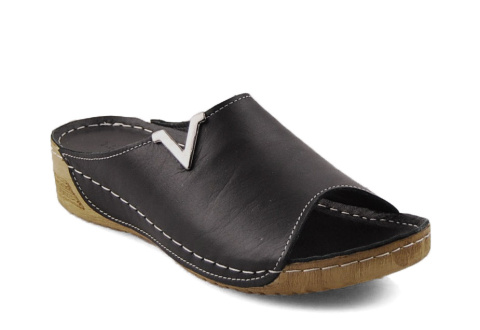 T.Sokolski L211 czarne skórzane klapki