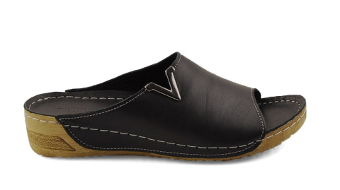 T.Sokolski L211 czarne skórzane klapki