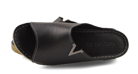 T.Sokolski L211 czarne skórzane klapki