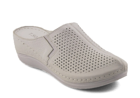 T.Sokolski L25-164 białe skórzane klapki