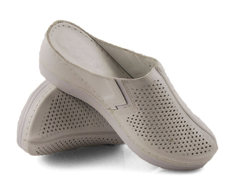 T.Sokolski L25-164 białe skórzane klapki