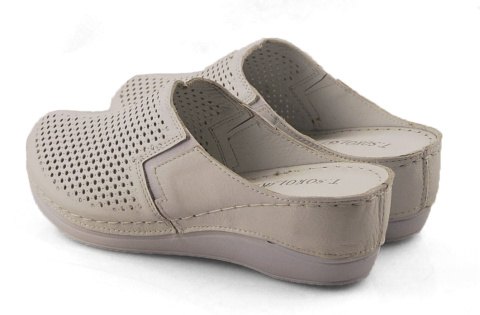 T.Sokolski L25-164 białe skórzane klapki