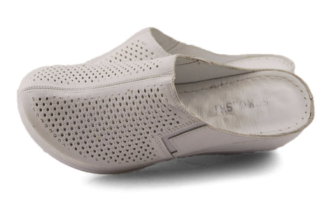 T.Sokolski L25-164 białe skórzane klapki