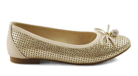 T.Sokolski W25-225 złote skórzane baleriny