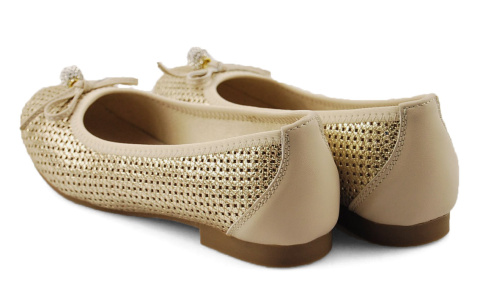 T.Sokolski W25-225 złote skórzane baleriny