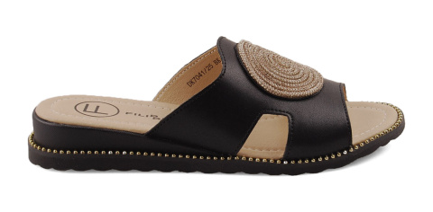 Filippo DK7041 czarne skórzane klapki