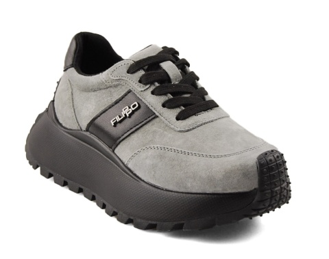 Filippo DP6785 szare skórzane sneakersy
