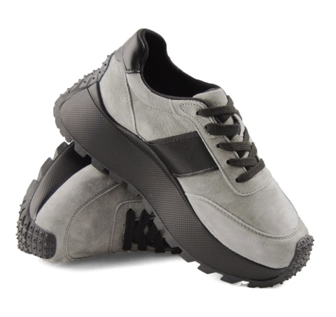 Filippo DP6785 szare skórzane sneakersy