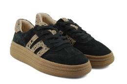 Filippo DP7114 czarne skórzane sneakersy w panterkę