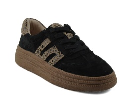 Filippo DP7114 czarne skórzane sneakersy w panterkę