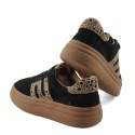 Filippo DP7114 czarne skórzane sneakersy w panterkę
