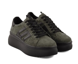 Filippo DP7175 zielone skórzane sneakersy