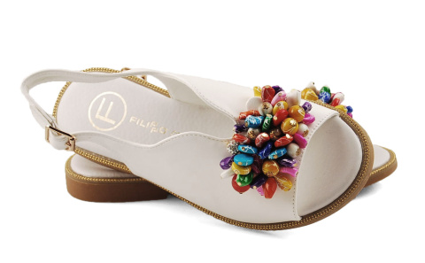 Filippo DS6230 białe sandały z koralikami Filippo DS6230 białe sandały z koralikami
