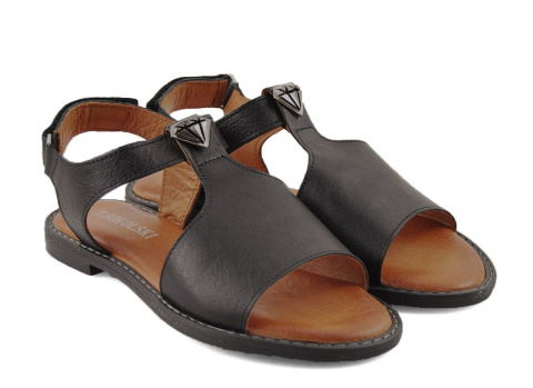 T.Sokolski L25-163 czarne skórzane sandały