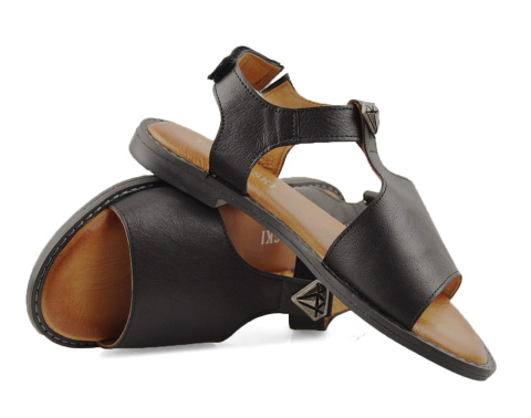 T.Sokolski L25-163 czarne skórzane sandały