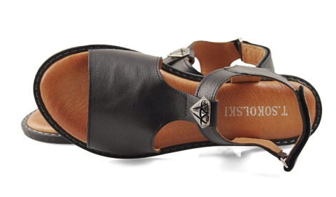 T.Sokolski L25-163 czarne skórzane sandały