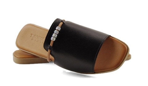 T.Sokolski L25-481 czarne skórzane klapki