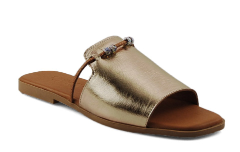 T.Sokolski L25-481 złote skórzane klapki