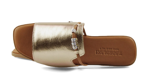 T.Sokolski L25-481 złote skórzane klapki