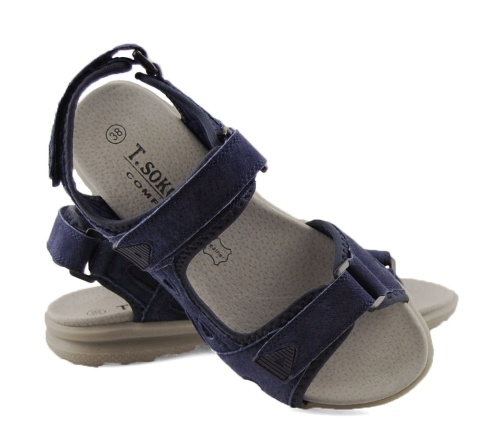 T.Sokolski L25-613 granatowe skórzane sandały