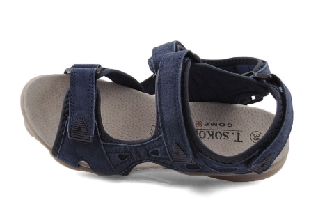 T.Sokolski L25-613 granatowe skórzane sandały