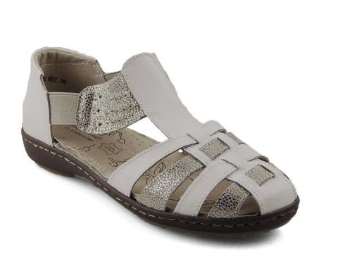 T.Sokolski L25-622 biało-srebrne skórzane sandały