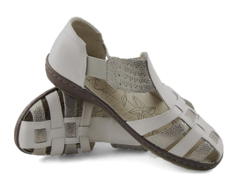 T.Sokolski L25-622 biało-srebrne skórzane sandały