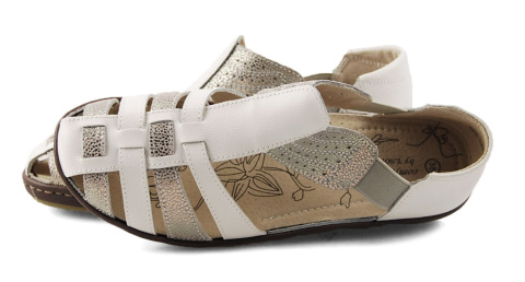 T.Sokolski L25-622 biało-srebrne skórzane sandały