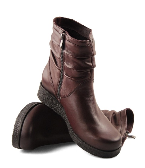 Axel 4092 rubinowe skórzane botki