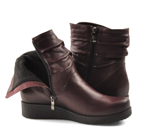 Axel 4092 rubinowe skórzane botki