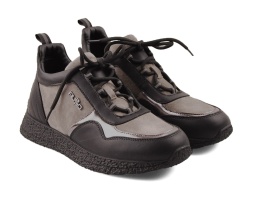 Filippo DP7406 szaro-czarne skórzane sneakersy
