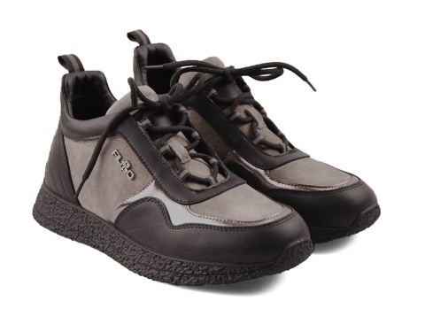 Filippo DP7406 szaro-czarne skórzane sneakersy