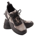 Filippo DP7406 szaro-czarne skórzane sneakersy