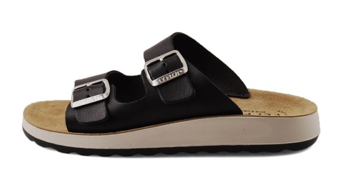 Fly Flot 77G64 czarne skórzane klapki