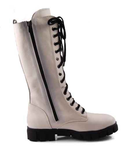 Jaromin 5880 białe skórzane kozaki