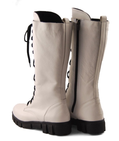 Jaromin 5880 białe skórzane kozaki