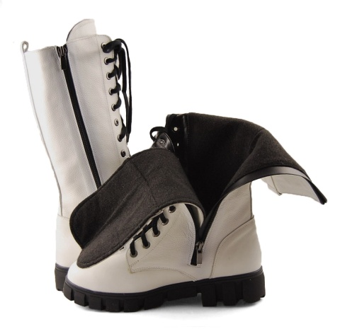 Jaromin 5880 białe skórzane kozaki