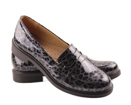 Jaromin 7728 szare skórzane półbuty w panterkę