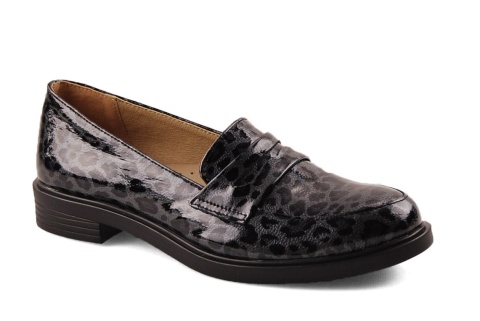 Jaromin 7728 szare skórzane półbuty w panterkę