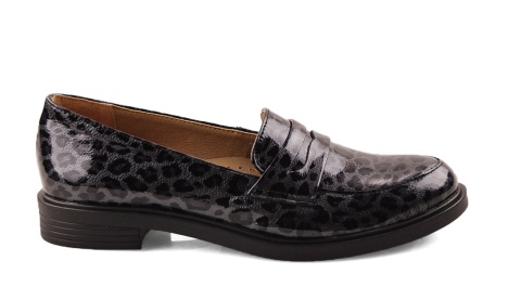 Jaromin 7728 szare skórzane półbuty w panterkę